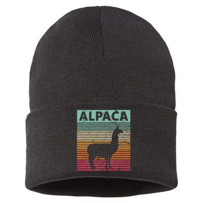 Alpaca Lover Vintrage Retro Llama Sustainable Knit Beanie