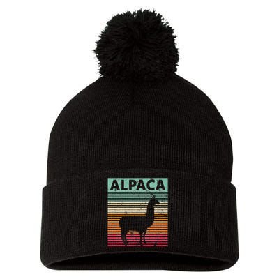 Alpaca Lover Vintrage Retro Llama Pom Pom 12in Knit Beanie