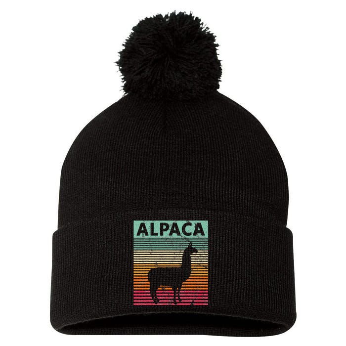 Alpaca Lover Vintrage Retro Llama Pom Pom 12in Knit Beanie