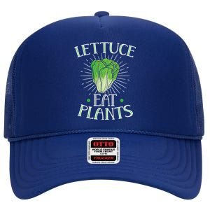 Animal Love Vegetarian Vegan Lettuce Eat Plants Meaningful Gift High Crown Mesh Back Trucker Hat