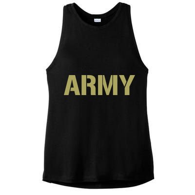 Army Logo Vintage Thin Line American Flag Back And Front Ladies PosiCharge Tri-Blend Wicking Tank