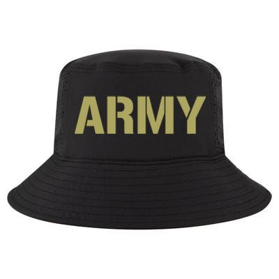 Army Logo Vintage Thin Line American Flag Back And Front Cool Comfort Performance Bucket Hat