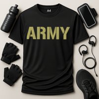 Army Logo Vintage Thin Line American Flag Back And Front Performance Shirt