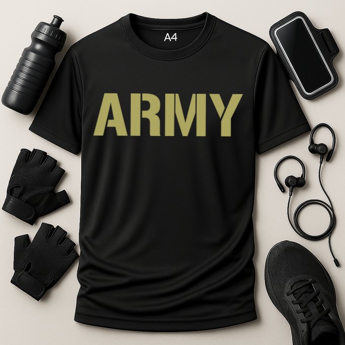 Army Logo Vintage Thin Line American Flag Back And Front Performance Shirt