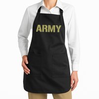 Army Logo Vintage Thin Line American Flag Back And Front Full-Length Apron With Pockets