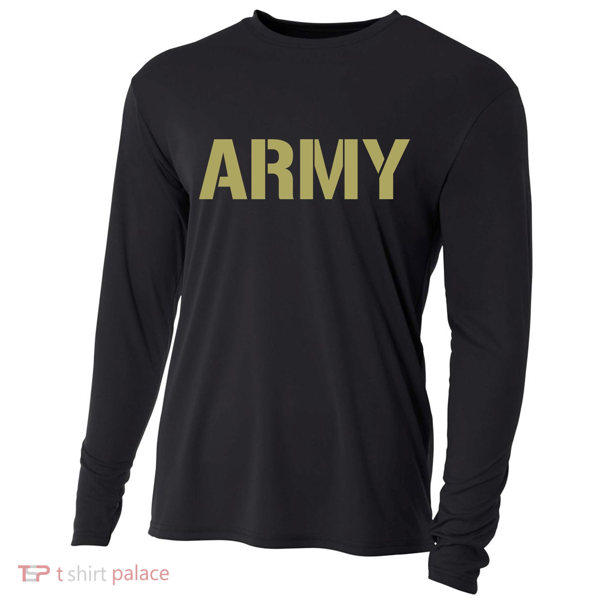 Army Logo Vintage Thin Line American Flag Back And Front Cooling Performance Long Sleeve Crew