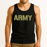Army Logo Vintage Thin Line American Flag Back And Front Tank Top