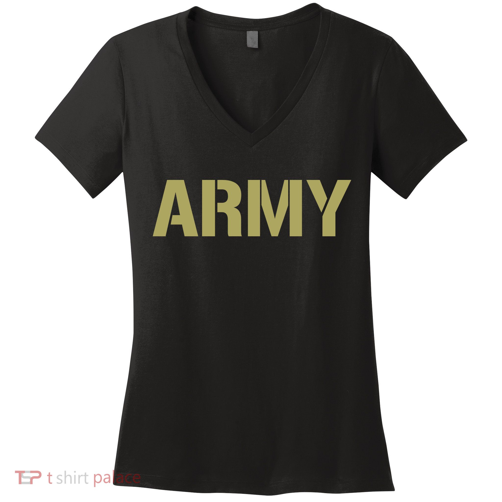 Army Logo Vintage Thin Line American Flag Back And Front Women's V-Neck T-Shirt