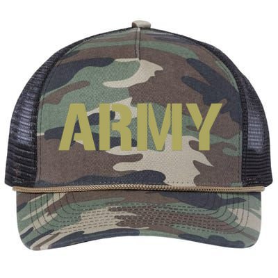 Army Logo Vintage Thin Line American Flag Back And Front Retro Rope Trucker Hat Cap