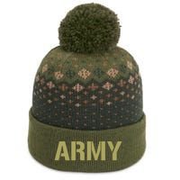 Army Logo Vintage Thin Line American Flag Back And Front The Baniff Cuffed Pom Beanie