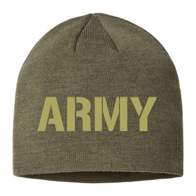 Army Logo Vintage Thin Line American Flag Back And Front Sustainable Beanie