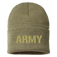 Army Logo Vintage Thin Line American Flag Back And Front Sustainable Knit Beanie