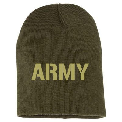 Army Logo Vintage Thin Line American Flag Back And Front Short Acrylic Beanie