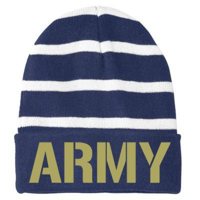 Army Logo Vintage Thin Line American Flag Back And Front Striped Beanie with Solid Band