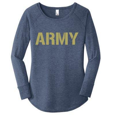 Army Logo Vintage Thin Line American Flag Back And Front Women's Perfect Tri Tunic Long Sleeve Shirt