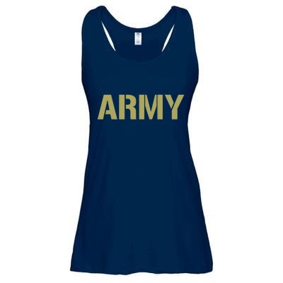 Army Logo Vintage Thin Line American Flag Back And Front Ladies Essential Flowy Tank