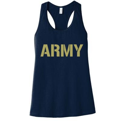 Army Logo Vintage Thin Line American Flag Back And Front Women's Racerback Tank