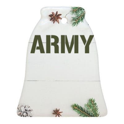 Army Logo Vintage Thin Line American Flag Back And Front Ceramic Bell Ornament