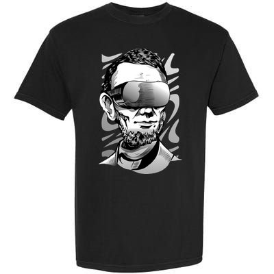 Abraham Lincoln Virtual Reality Glasses Garment-Dyed Heavyweight T-Shirt