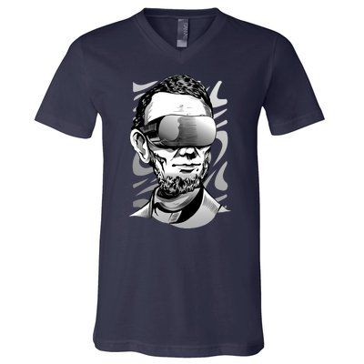 Abraham Lincoln Virtual Reality Glasses V-Neck T-Shirt