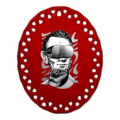 Abraham Lincoln Virtual Reality Glasses Ceramic Oval Ornament