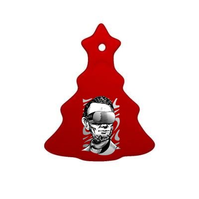 Abraham Lincoln Virtual Reality Glasses Ceramic Tree Ornament