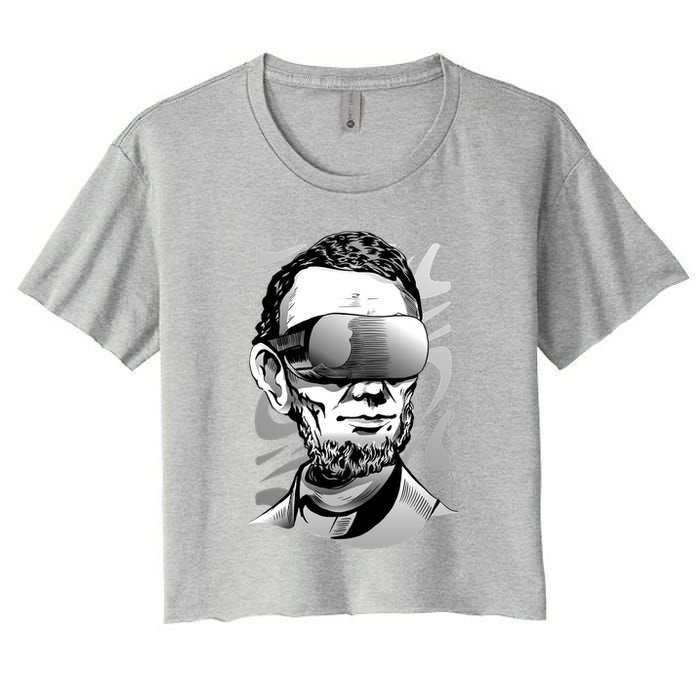 Abraham Lincoln Virtual Reality Glasses Women's Crop Top Tee
