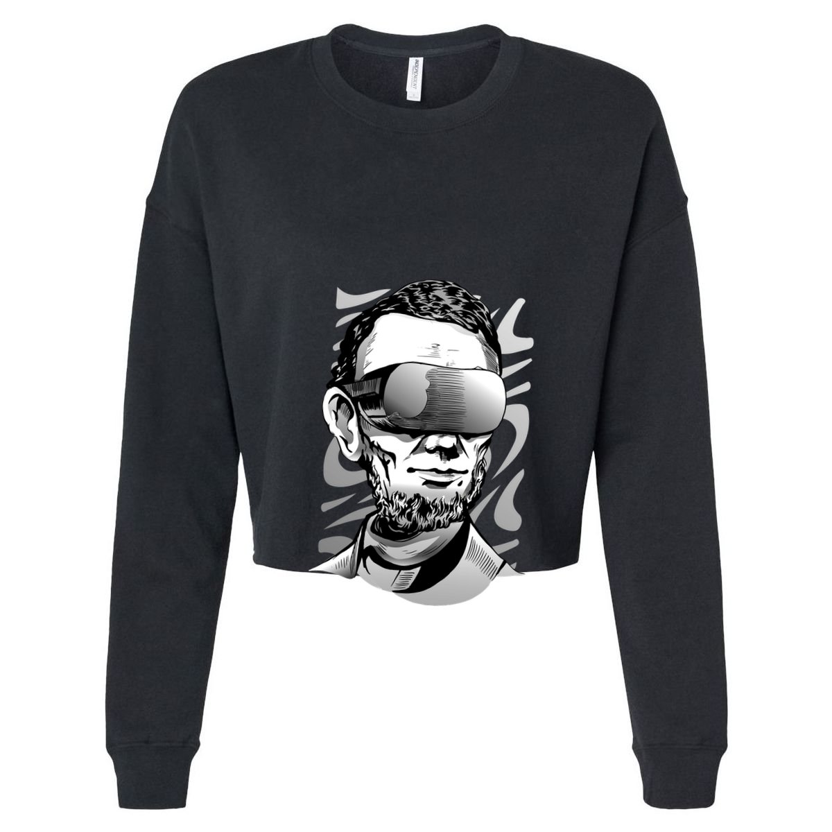 Abraham Lincoln Virtual Reality Glasses Cropped Pullover Crew