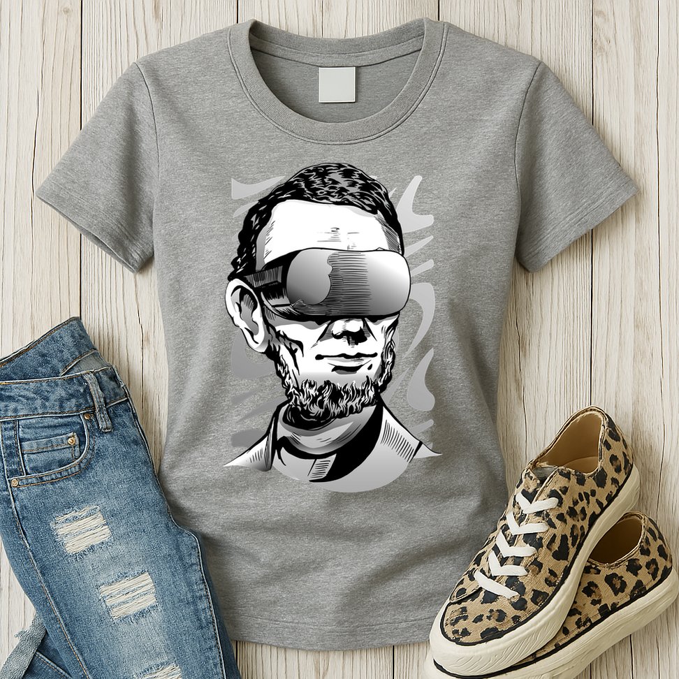 Abraham Lincoln Virtual Reality Glasses Womens T-Shirt