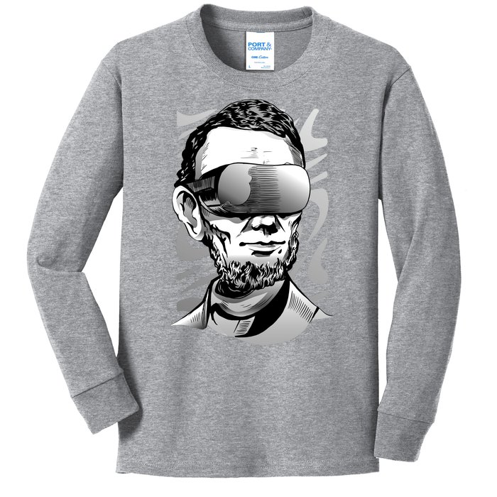 Abraham Lincoln Virtual Reality Glasses Kids Long Sleeve Shirt