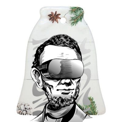 Abraham Lincoln Virtual Reality Glasses Ceramic Bell Ornament