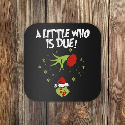 A Little Who Is Due Pregnancy Announcement Coaster