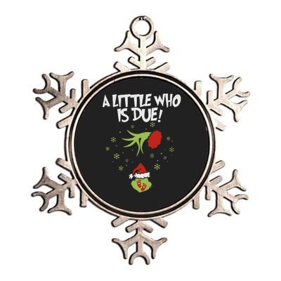 A Little Who Is Due Pregnancy Announcement Metallic Star Ornament