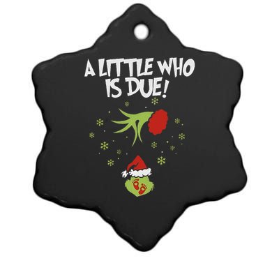 A Little Who Is Due Pregnancy Announcement Ceramic Star Ornament