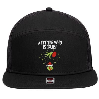 A Little Who Is Due Pregnancy Announcement 7 Panel Mesh Trucker Snapback Hat