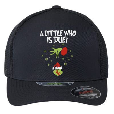 A Little Who Is Due Pregnancy Announcement Flexfit Unipanel Trucker Cap