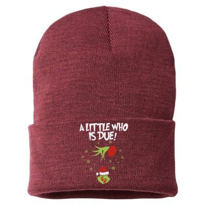 A Little Who Is Due Pregnancy Announcement Sustainable Knit Beanie