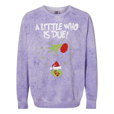 A Little Who Is Due Pregnancy Announcement Colorblast Crewneck Sweatshirt