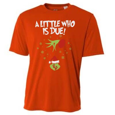 A Little Who Is Due Pregnancy Announcement Cooling Performance Crew T-Shirt