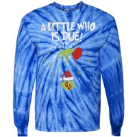 A Little Who Is Due Pregnancy Announcement Tie-Dye Long Sleeve Shirt