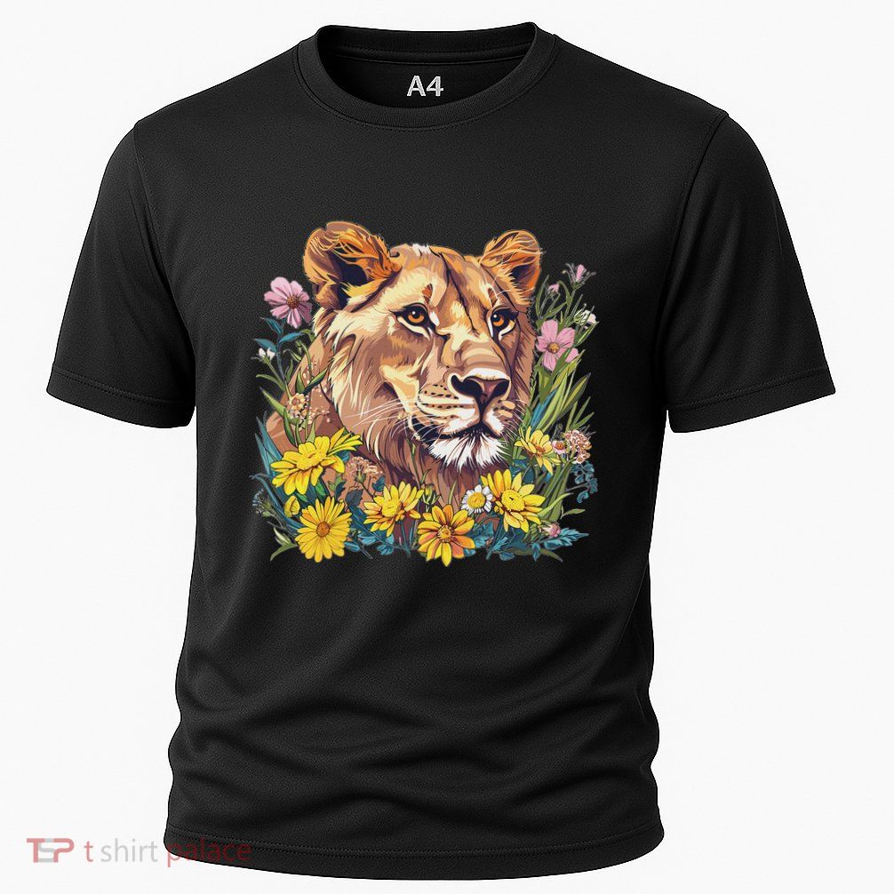 Aesthetic Lioness With Flowers I Lioness Cooling Performance Crew T-Shirt