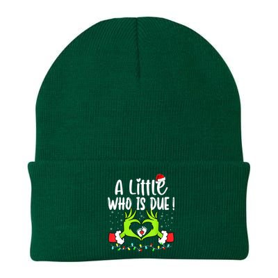 A Little Who Is Due Funny Christmas Pregnancy Announcement Knit Cap Winter Beanie