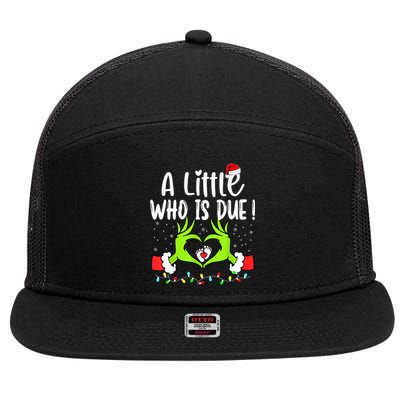 A Little Who Is Due Funny Christmas Pregnancy Announcement 7 Panel Mesh Trucker Snapback Hat