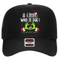 A Little Who Is Due Funny Christmas Pregnancy Announcement High Crown Mesh Back Trucker Hat