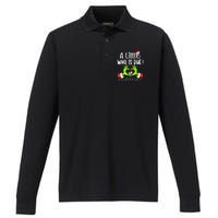 A Little Who Is Due Funny Christmas Pregnancy Announcement Performance Long Sleeve Polo