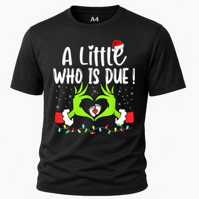 A Little Who Is Due Funny Christmas Pregnancy Announcement Cooling Performance Crew T-Shirt