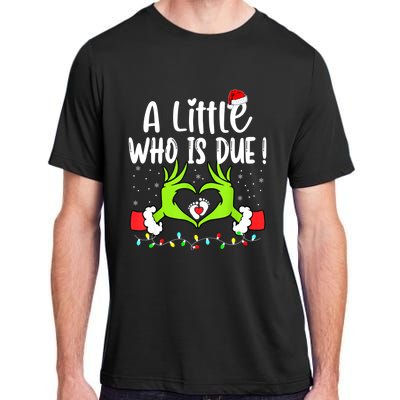 A Little Who Is Due Funny Christmas Pregnancy Announcement Adult ChromaSoft Performance T-Shirt