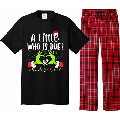 A Little Who Is Due Funny Christmas Pregnancy Announcement Pajama Set