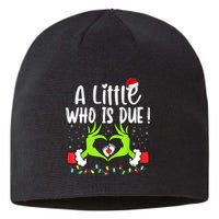 A Little Who Is Due Funny Christmas Pregnancy Announcement Sustainable Beanie