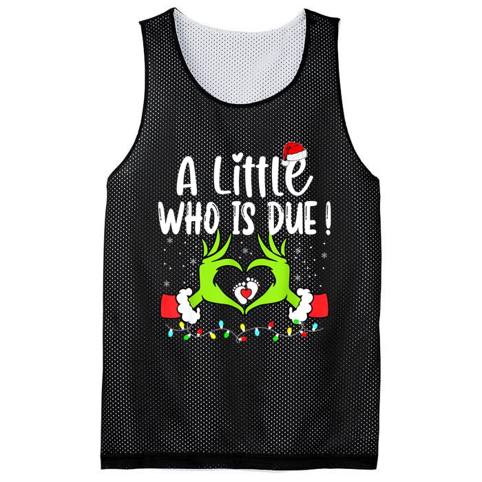 A Little Who Is Due Funny Christmas Pregnancy Announcement Mesh Reversible Basketball Jersey Tank